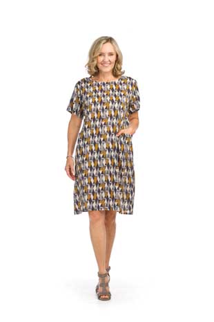 PD-16539 - GEO PRINT SHIFT DRESS WITH POCKETS - Colors: AS SHOWN - Available Sizes:XS-XXL - Catalog Page:31 
